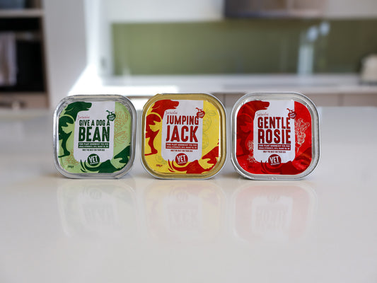 Three trays of 'Give a Dog a Bean', 'Jumping Jack', and 'Gentle Rosie'