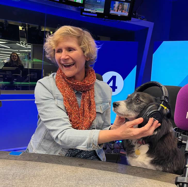 Arielle and dog on the radio