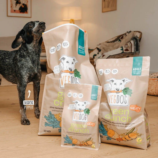 Green Crunch Hypoallergenic dog food various sized bags