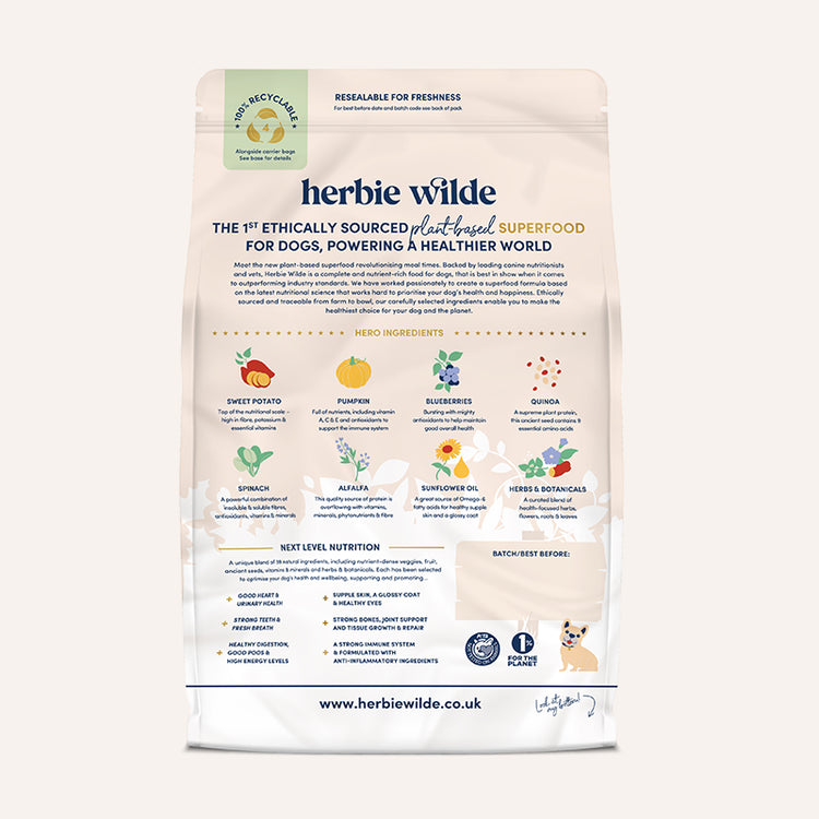Herbie Wilde plant-based dog food