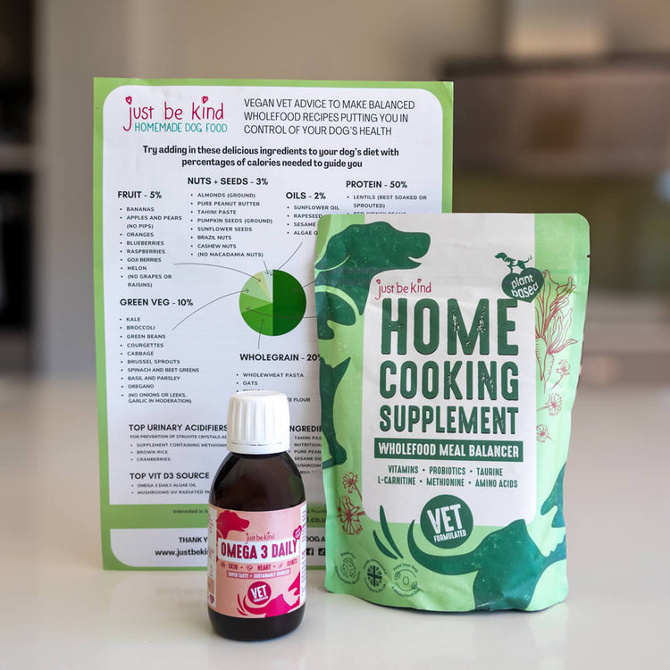 Dog food packaging and Omega 3 Daily Supplements