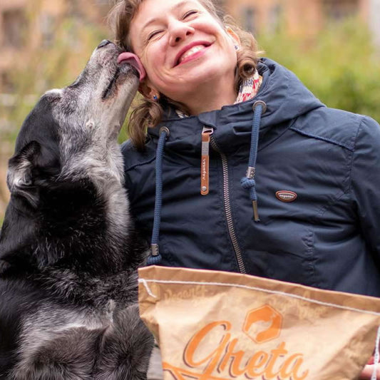 Dog licking face