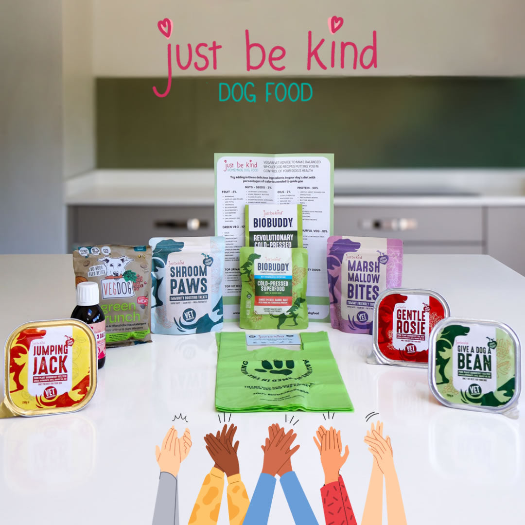 Clapping hands BioBuddy and Give A Dog A Bean and Omega 3 Starter pack