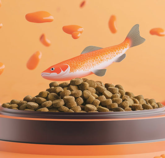 Vegan salmon oil showing a salmon and solo vegetal dog food in a bowl