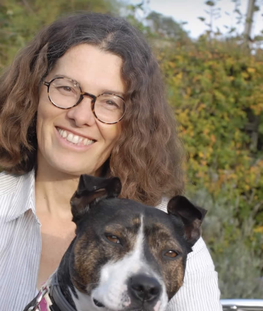 Kate and Staffy Betty who survived a lymphoma on plant-based dog food diet