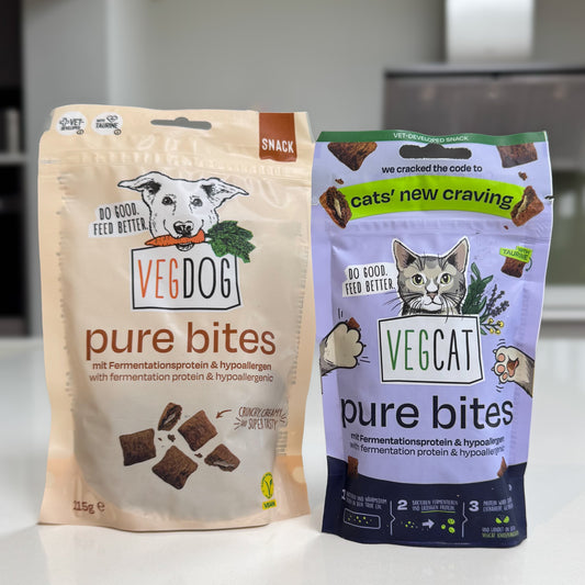 Pure Bites dog and cat treats made from microbial fermentation protein
