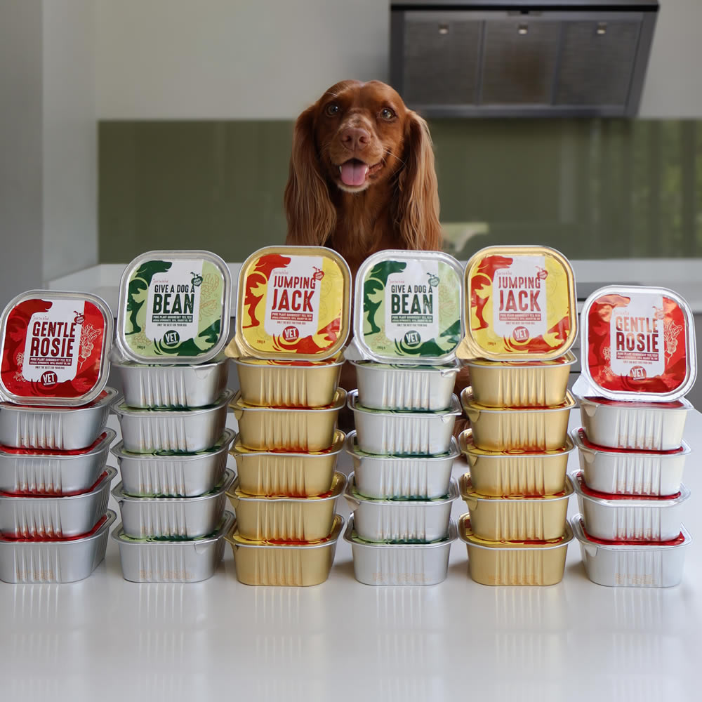 Spaniel with Gentle Rosie, Give A Dog A Bean and Jumping Jack trays