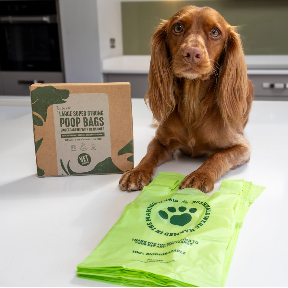 Eco tie handle biodegradable poo bags Just be Kind