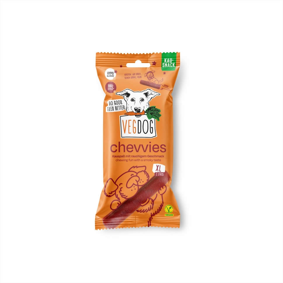 VegDog chevvies dog snack package