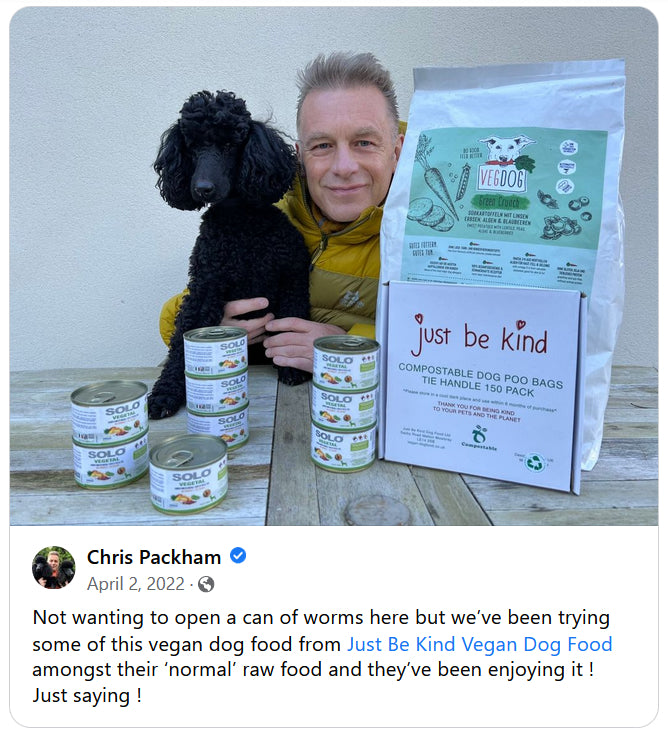 Chris Packham's poodles liked Solo Vegetal tinned food from Just be Kind