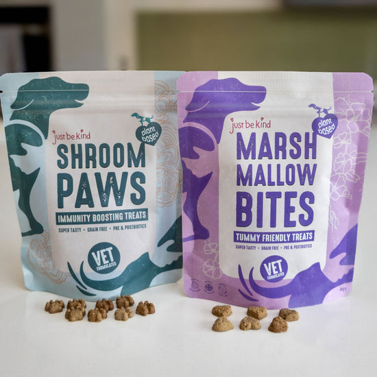 Shroom paws and Marshmallow Bites natural dog treats