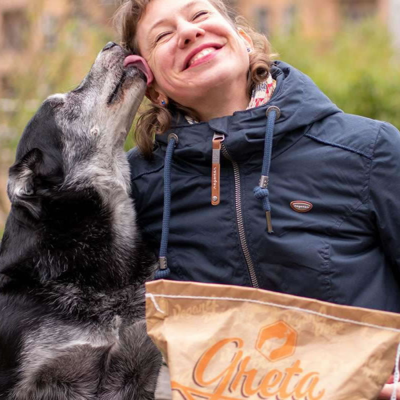 Dog licking face
