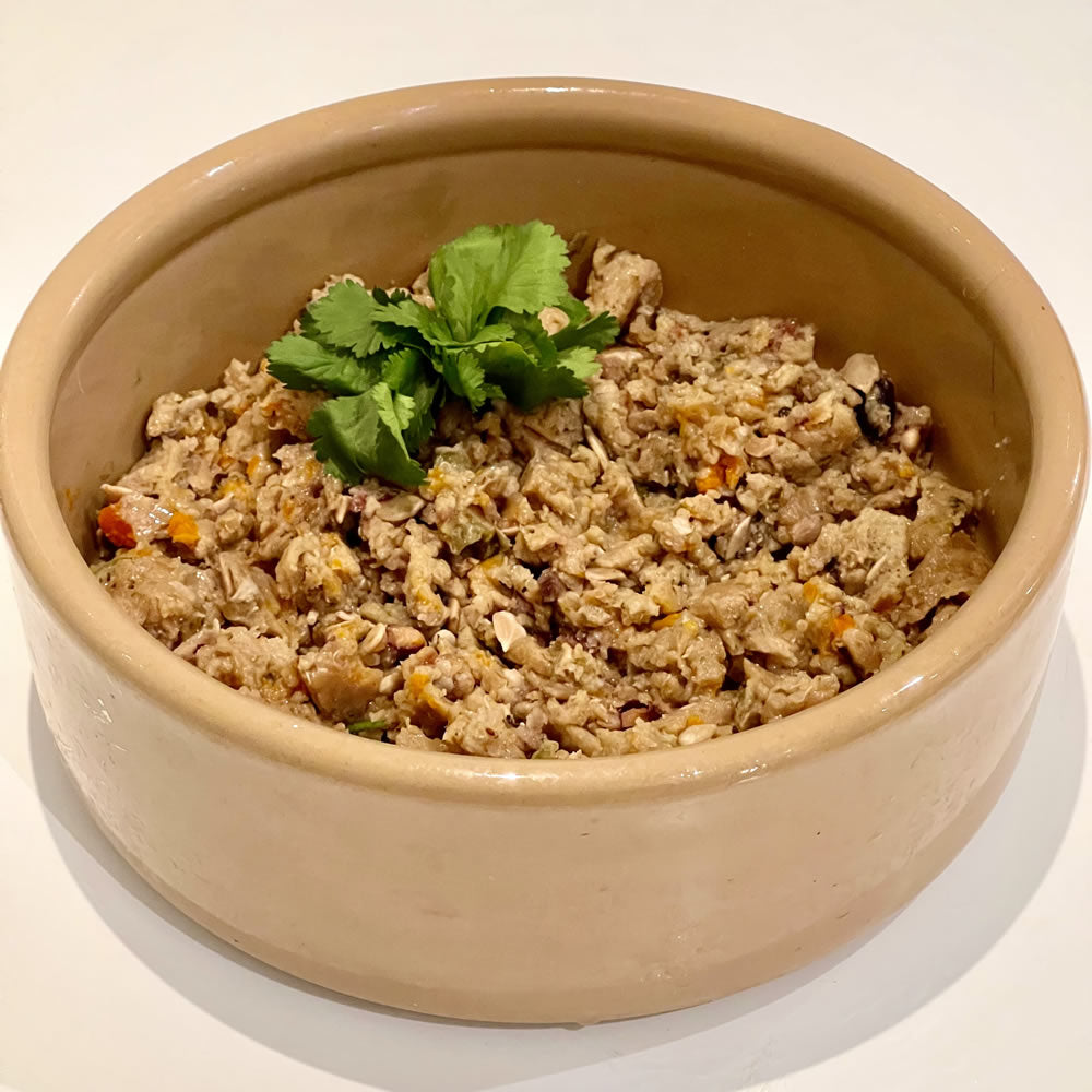 Dog food bowl with heraty bean stew Give A Dog A Bean