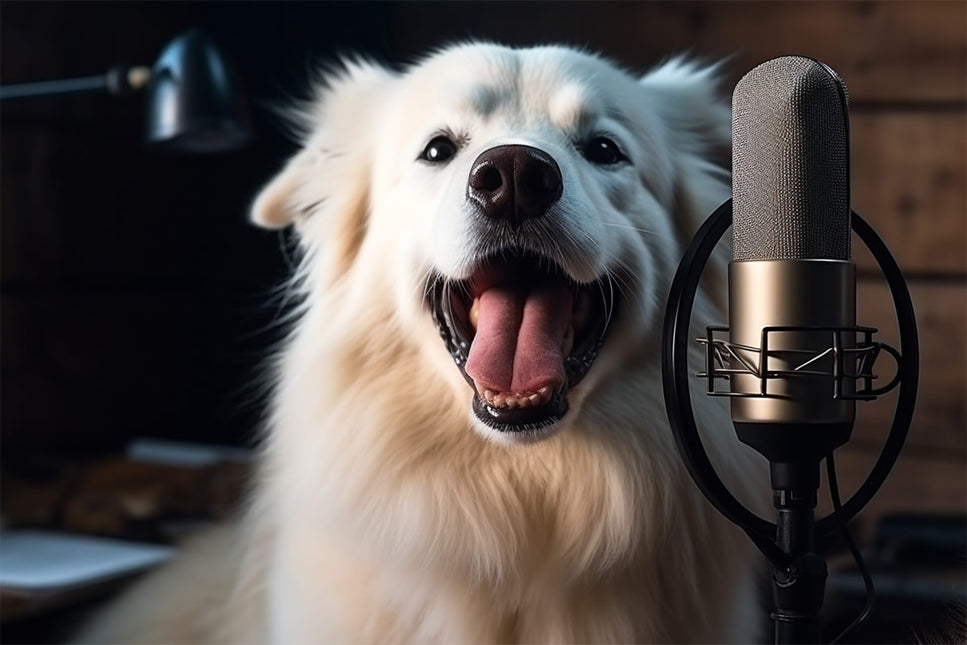 Dog with microphone