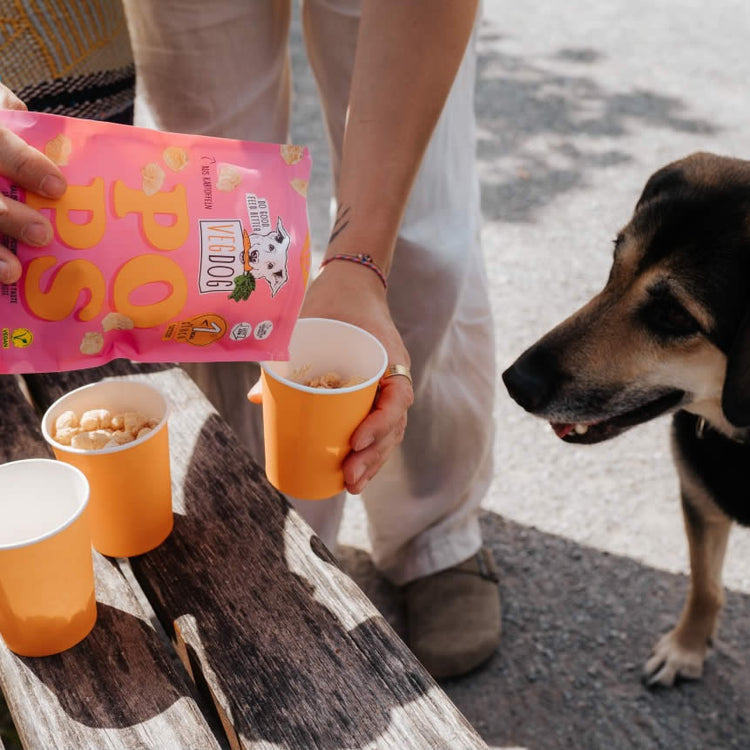 Dogs eating POPS low calorie snacks