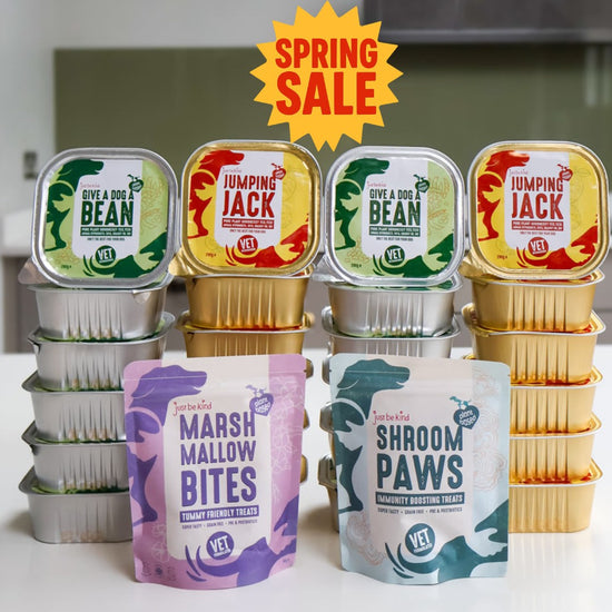 UK's best wet dog food bundle and dog treats Spring Sale label