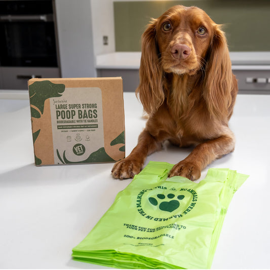 Eco tie handle biodegradable poo bags Just be Kind